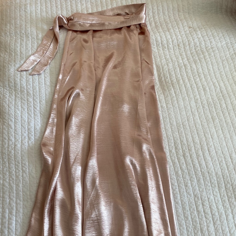 Lulus Renamed silk soft blush pink wrap maxi skirt